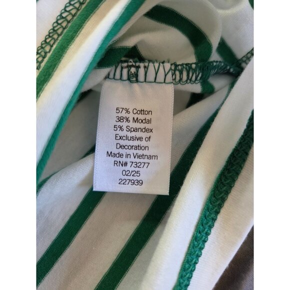 Lauren Conrad Women's Size 3X Green White Striped Boat Neck Short Sleeve Cotton - Picture 7 of 10